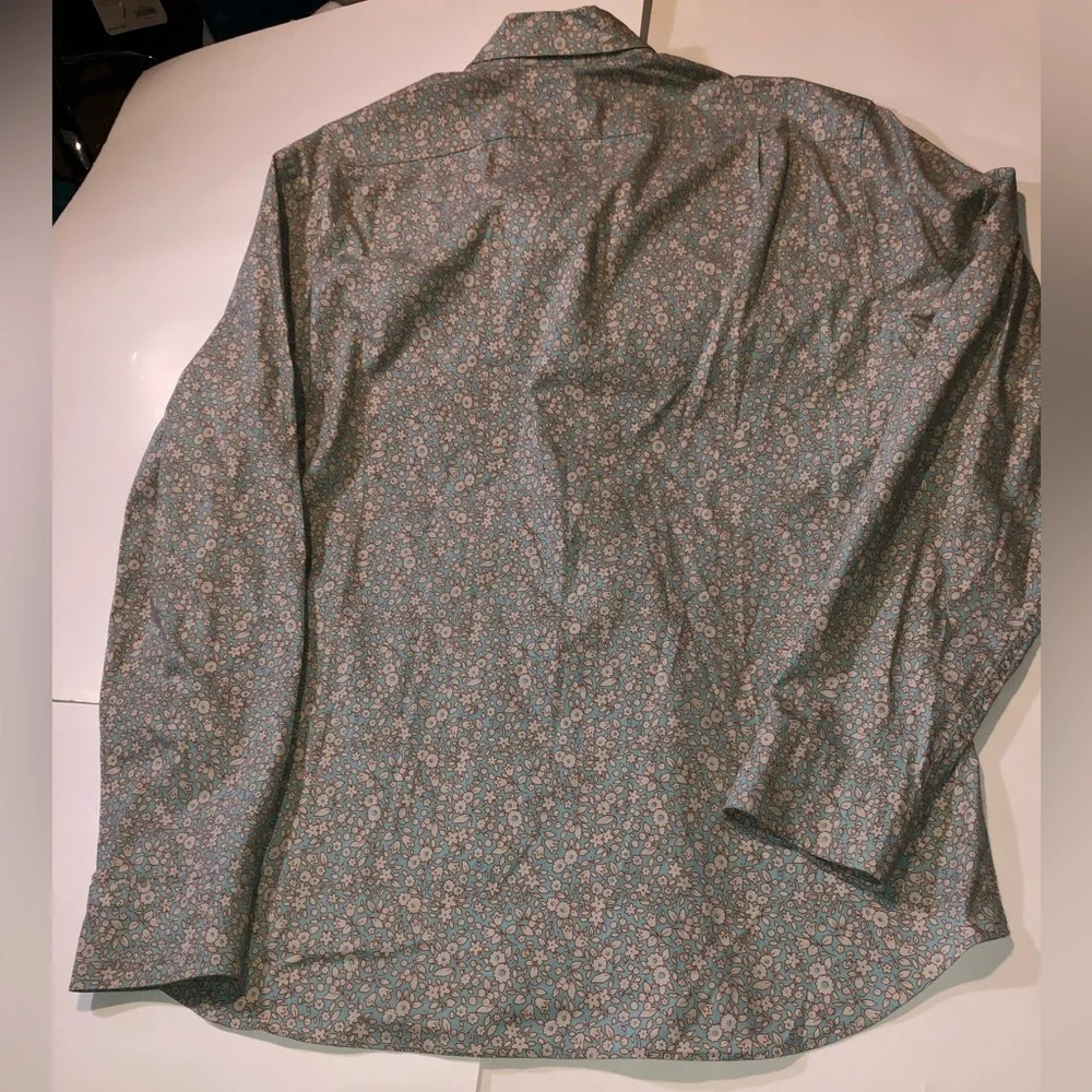 J Crew Mens XL Stretch Slim Secret Wash Floral Long Sleeve Button Down Shirt